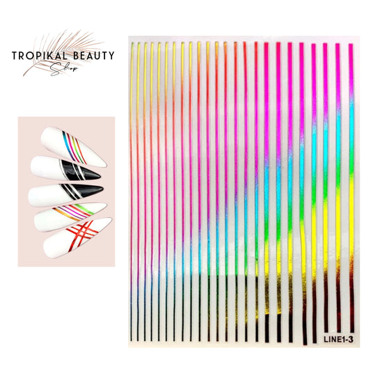 Striping tape nail stickers- various colors