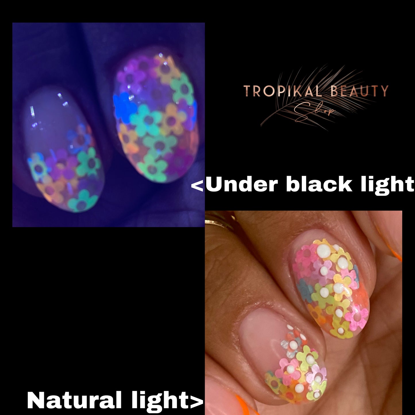 Neon fluorescent flower sequins