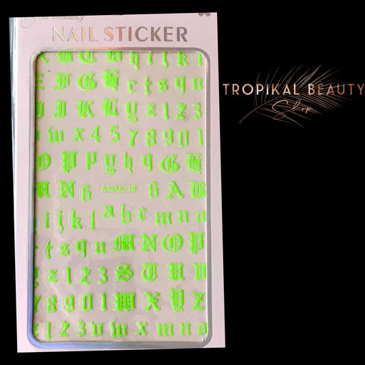 English letters nail stickers