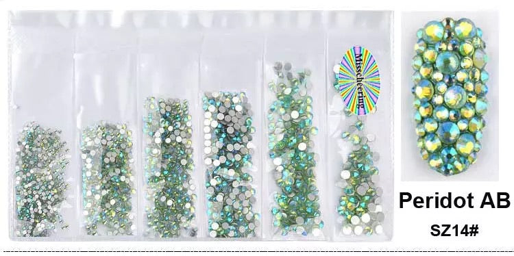 Multi-size 1440 pcs AB crystal glass stones