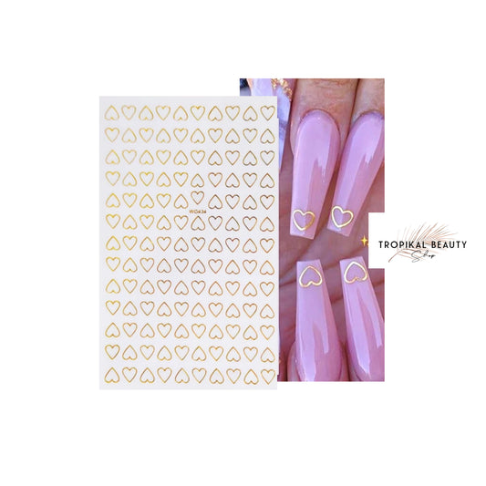 Gold hearts nail stickers