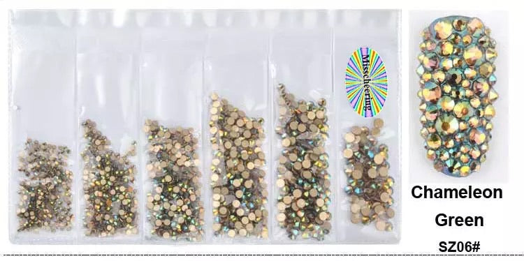 Multi-size 1440 pcs AB crystal glass stones