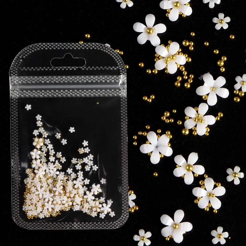 3d flowers with caviar beads