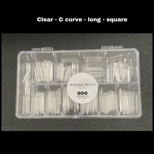 Straight Long square Nail Tips Box-clear 550 pcs