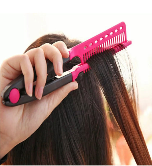 V shaped hair straightening comb